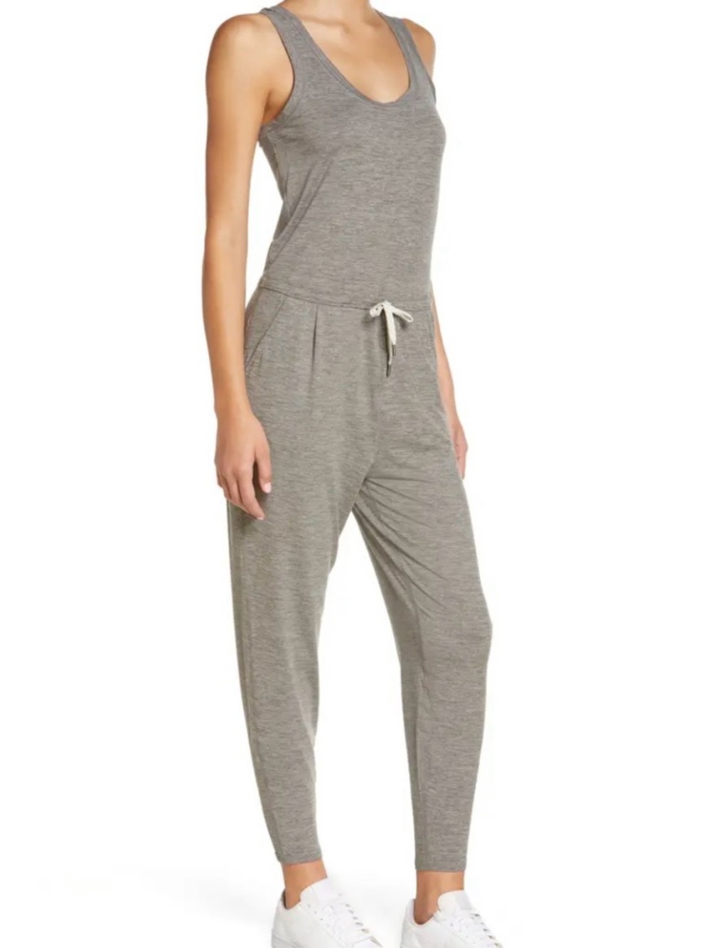 Vuori Lux Heather Gray Racerback Yoga Travel Jumpsuit Romper Minimalist Size M